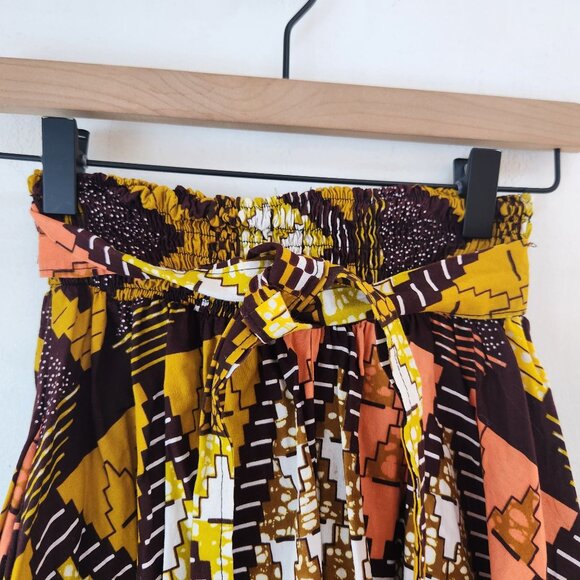 African Print Ankara Palazzo Pants Wide Leg Orange Brown Women's M - Picture 3 of 5